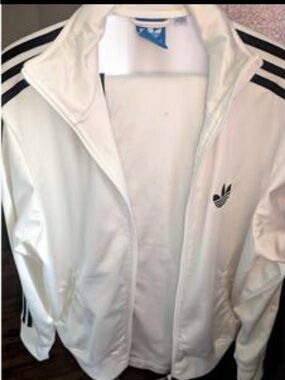 adidas White Jacket with Black Three-Stripe Detail
